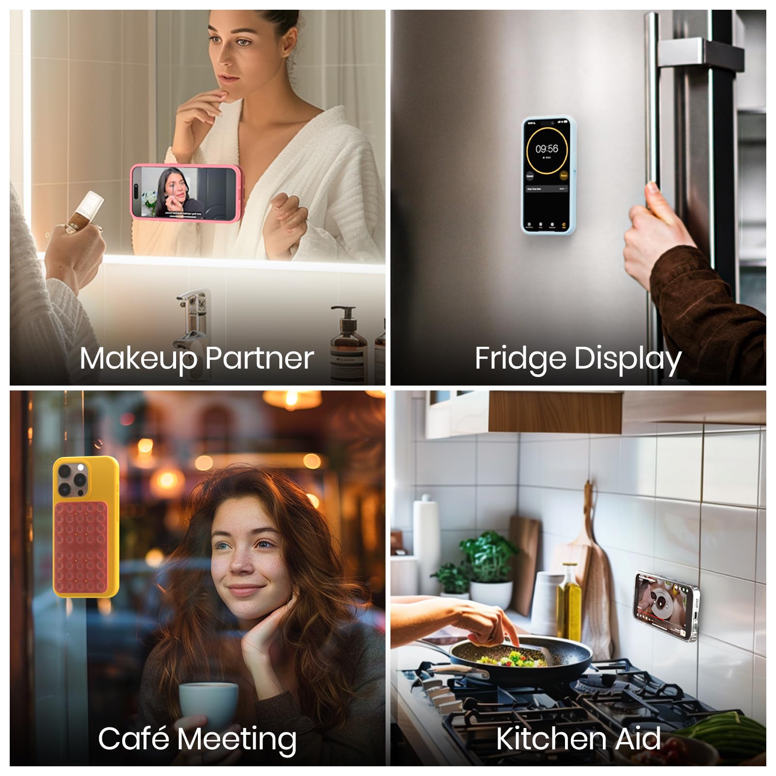 4Pack Silicone Double Sided Suction Phone Case Detachable Mount, Octo Cup Buddy Sticky Grip For Iphone, Hands Free Phone Accesso