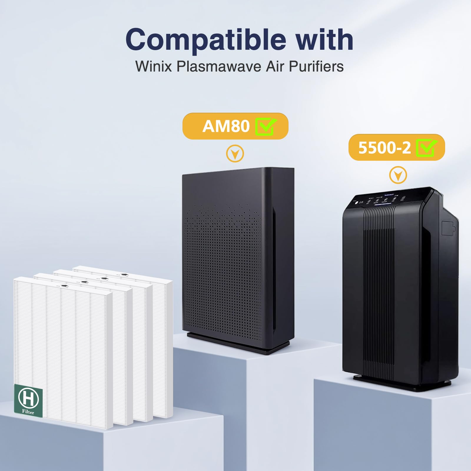 116130 True Hepa Replacement Filter H Compatible With Winix 5500 2/ Am80 Air Purifi Ers, H13 Grade True Hepa Filter For Dust Pol