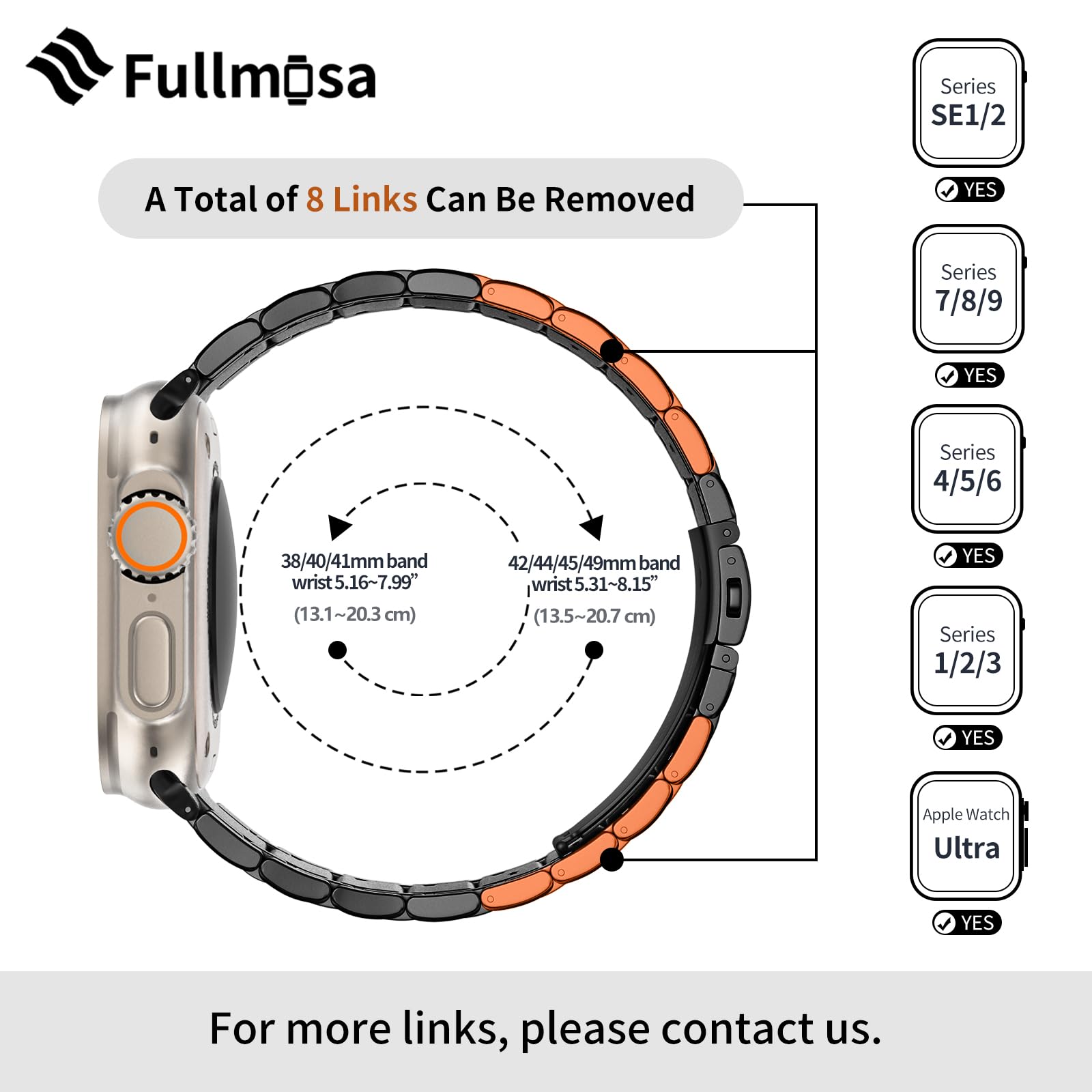 Fullmosa Bands Compatible Apple Watch 49Mm 46Mm 45Mm 44Mm 42Mm 41Mm 40Mm 38Mm, Stainless Steel Iwatch Band With Case For Apple W