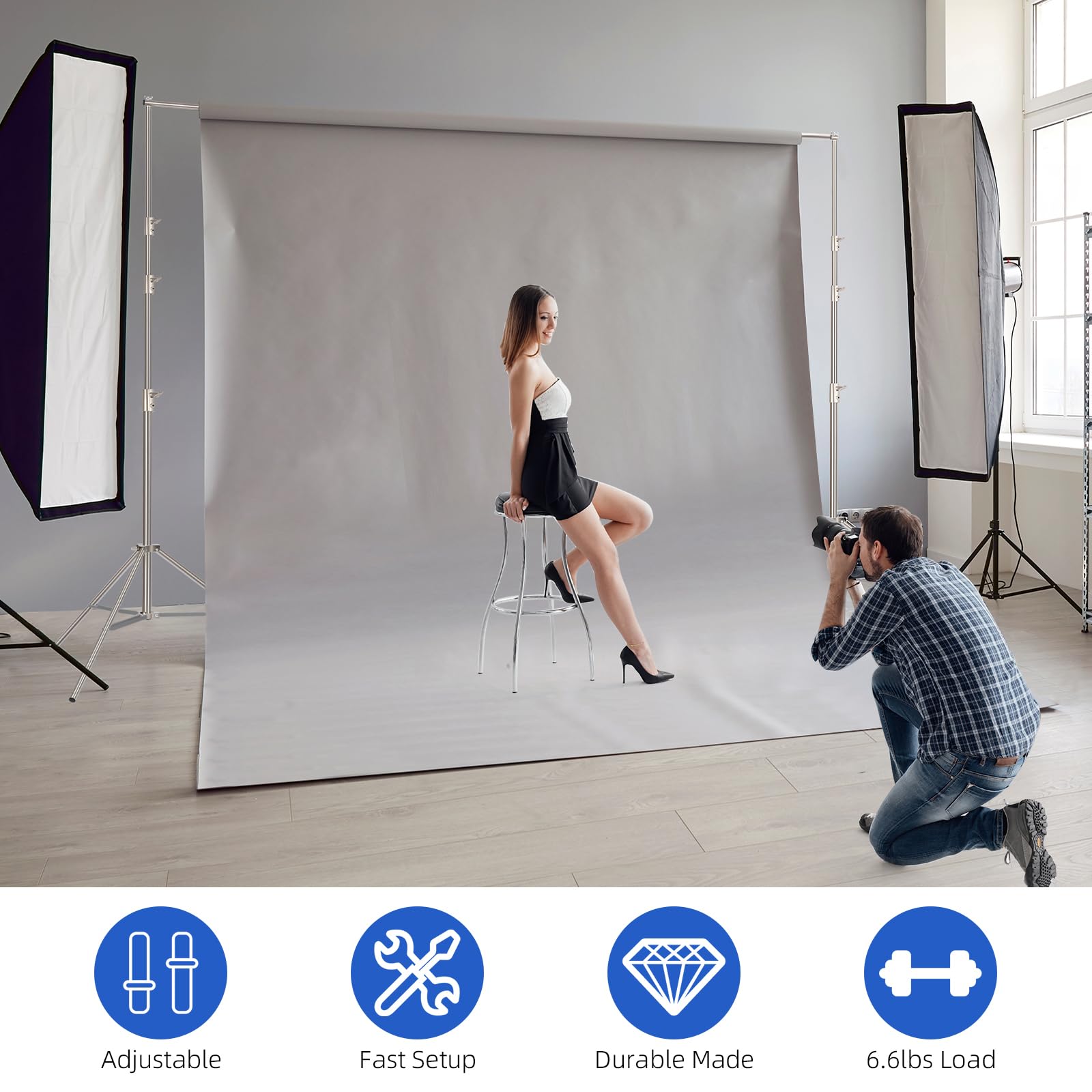 Gltire Photo Backdrop Stand For Parties, 13X13Ft Stainless Steel Heavy Duty Back Drop Adjustable Background Stand Support Kit Fo