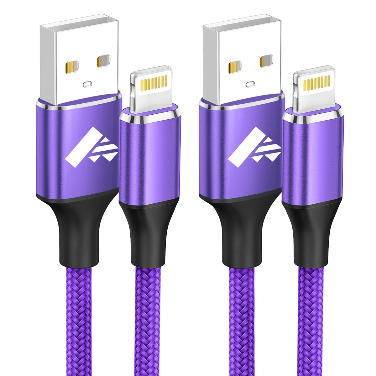 Aioneus Iphone Charger 3Ft 2Pack Mfi Certified Lightning Cable Nylon Braided Iphone Cord Fast Charging For Iphone 14 13 12 11 Pro Max Xr Xs X 8 7Plus 6 6S Se Ipad - Purple 3 Feet