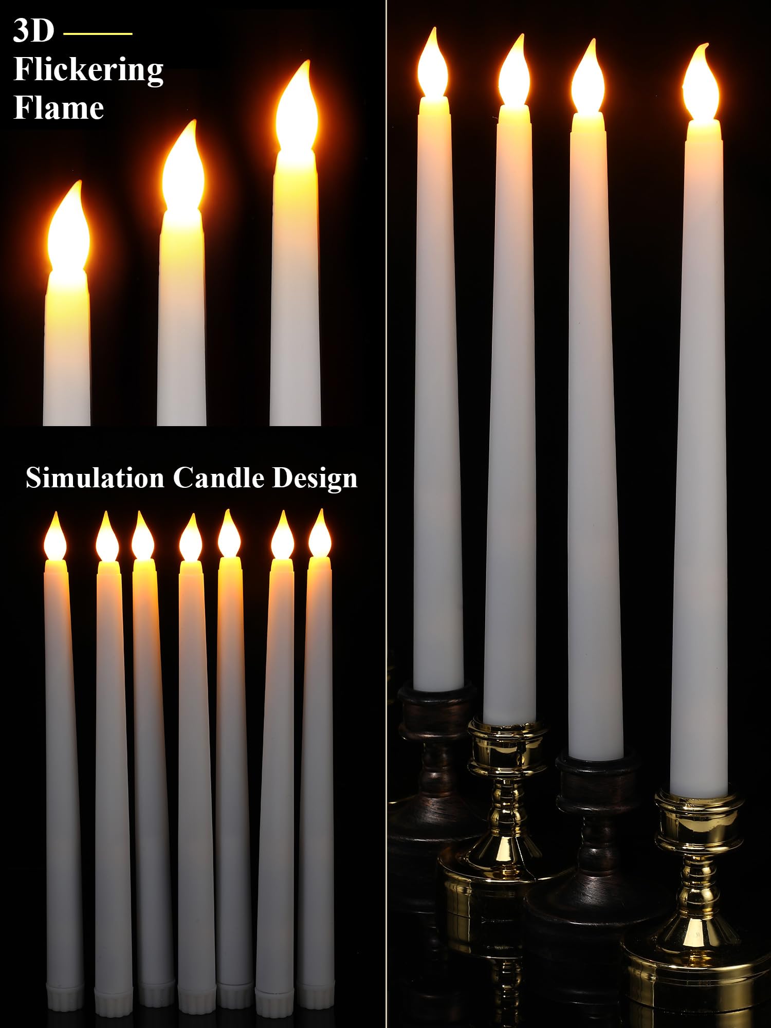 Funtery 48 Pcs Flameless Led Taper Candles 11 Inch Battery Operated Flickering Candles Bulk For Christmas Church Wedding Party(W