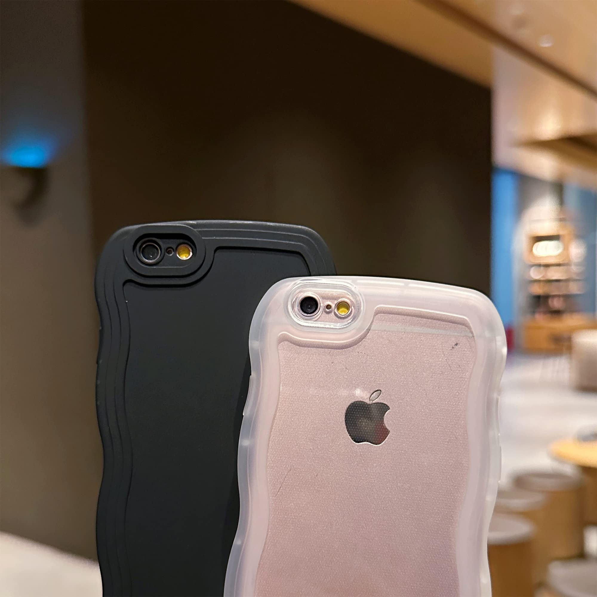 Skylmw Compatible With Iphone 6S/6 Case 4.7'', Cute Kawaii Curly Wave Frame Shape Soft Silicone Shockproof Protective Phone Cove