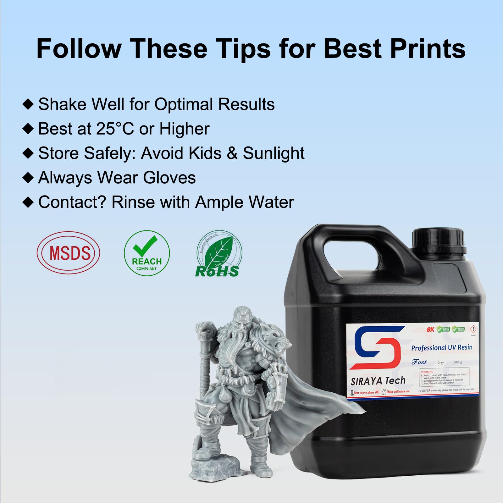 Siraya Tech Fast Abs Like 2Kg 3D Printer Resin 405Nm Uv Curing Non Brittle High Precision 3D Printing Liquid Standard Photopolym