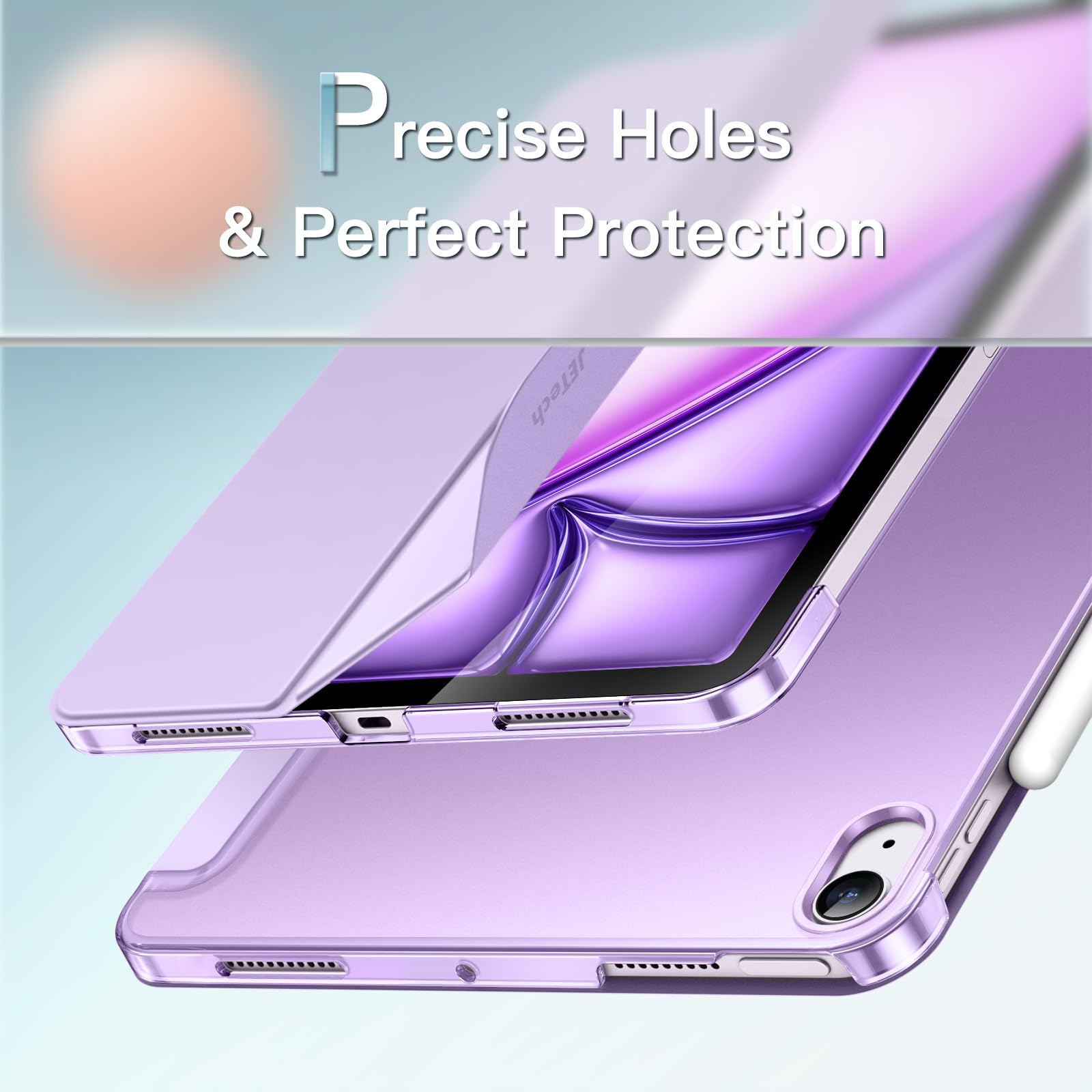 Jetech Case For Ipad Air 13-Inch M2 (2024), Slim Stand Hard Back Shell Smart Cover With Auto Wake/Sleep (Purple)