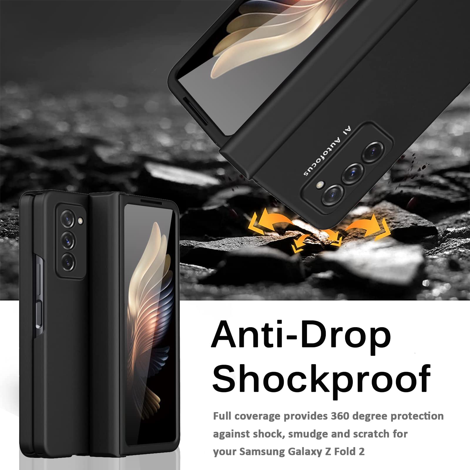 Miimall Compatible Samsung Galaxy Z Fold 2 Case With Hinge, Ultra Thin Hard Pc Bumper All Inclusive Anti Drop Free Folding Hinge