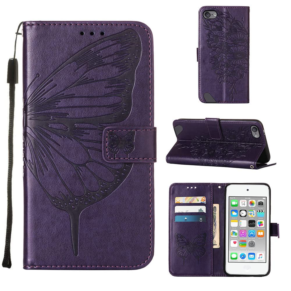 Asdsinfor Ipod Touch 7/ Ipod Touch 6/Ipod Touch 5 Wallet Case,With Credit Card Holder, For Women & Men,With Stand Pu Leather Mag