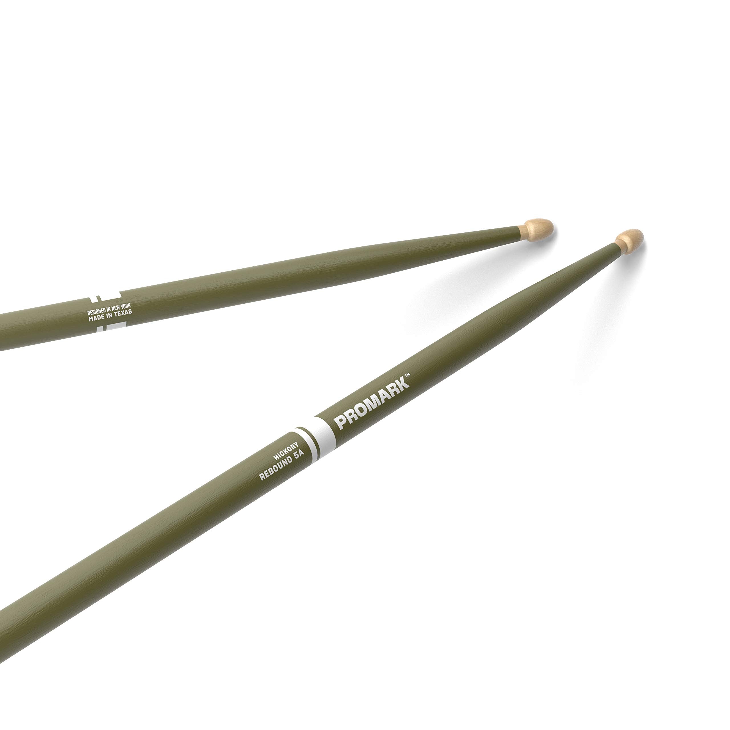 Promark American Hickory Rebound 5A Drumsticks, Acorn Tip, Green   Single Pair