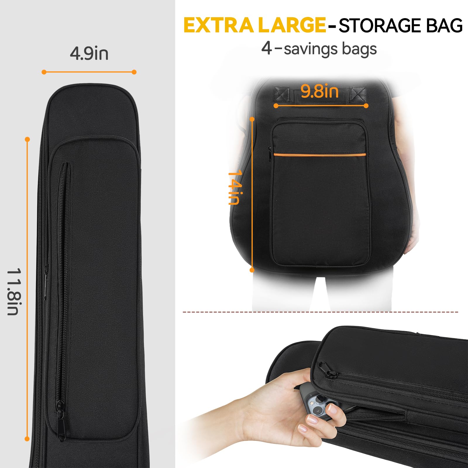 Ibvivic Dust Cover Acoustic Guitar Bag Water Resistent Dual Adjustable Shoulder Strap Guitar Case Gig Bag No Padding, Bag Only