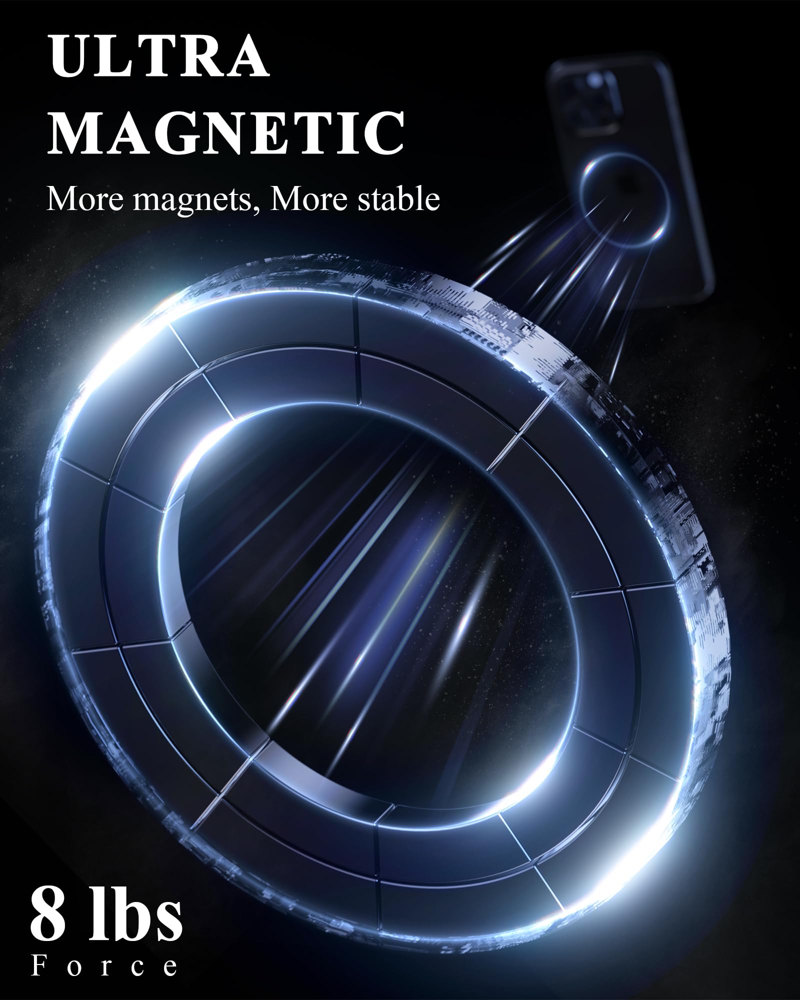 Jdhdl For Magsafe Car Mount, 360 Adjustable 2300Gf Strong Magnetic Phone Holder For Car, Dashboard Metal Car Mount For Iphone 16