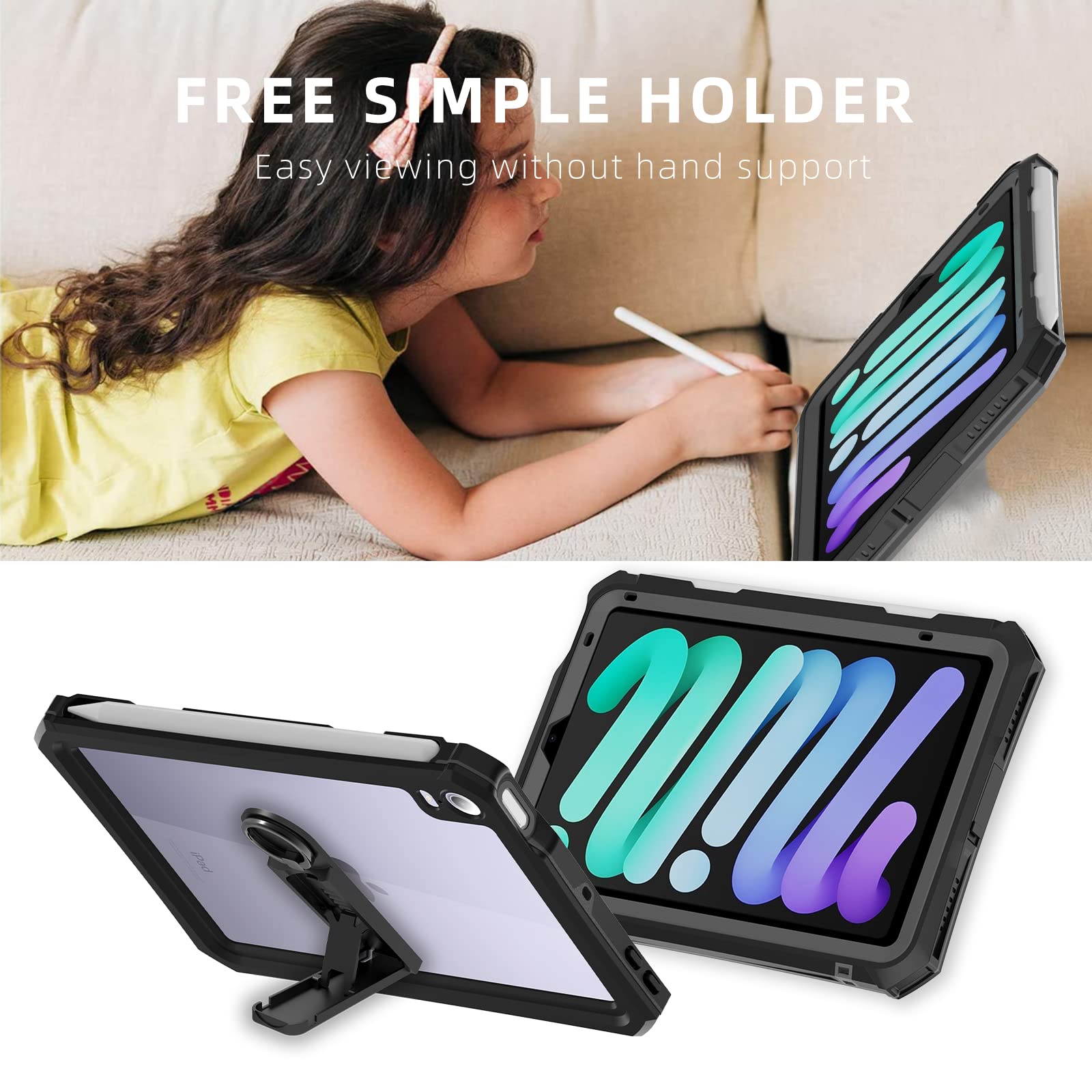 For Ipad Mini 6 Case 2021   For Ipad Mini 6Th Generation Case   Waterproof Case With Built In Screen Protector   Full Protection