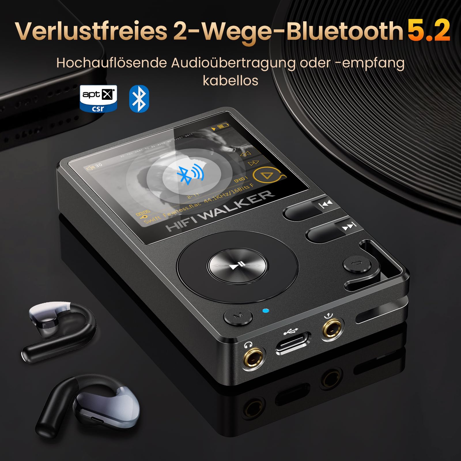 Hifi Walker H2 128Gb Mp3 Player Bluetooth 5.2 Hi Res Music Player Flac Digital Dsd Lossless Audio Player High Resolution Portabl