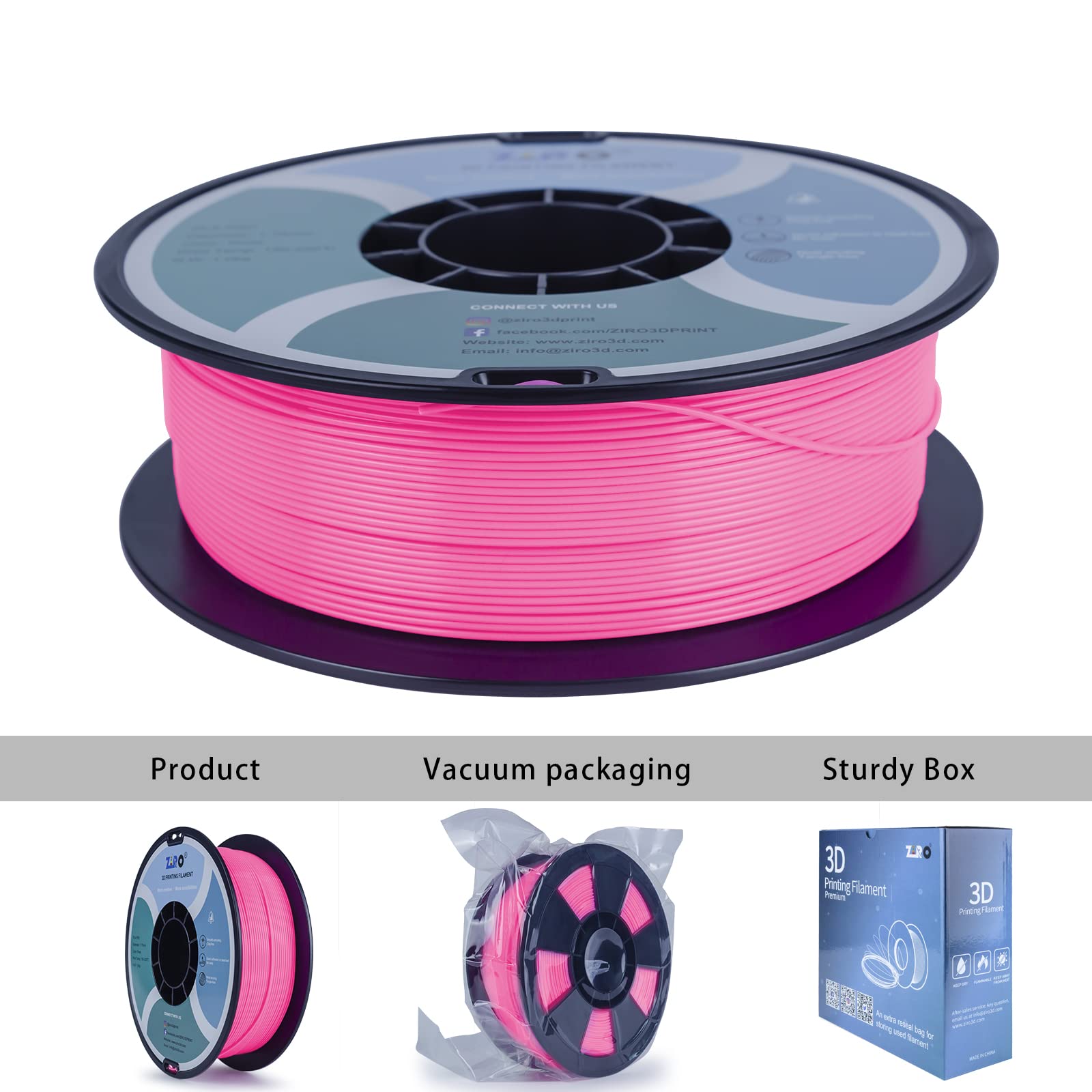 Ziro Pla Filament 175Mm,3D Printer Filament Pla Pro Basic Color Series 175Mm 1Kg(22Lbs), Dimensional Accuracy +  003Mm,Rose
