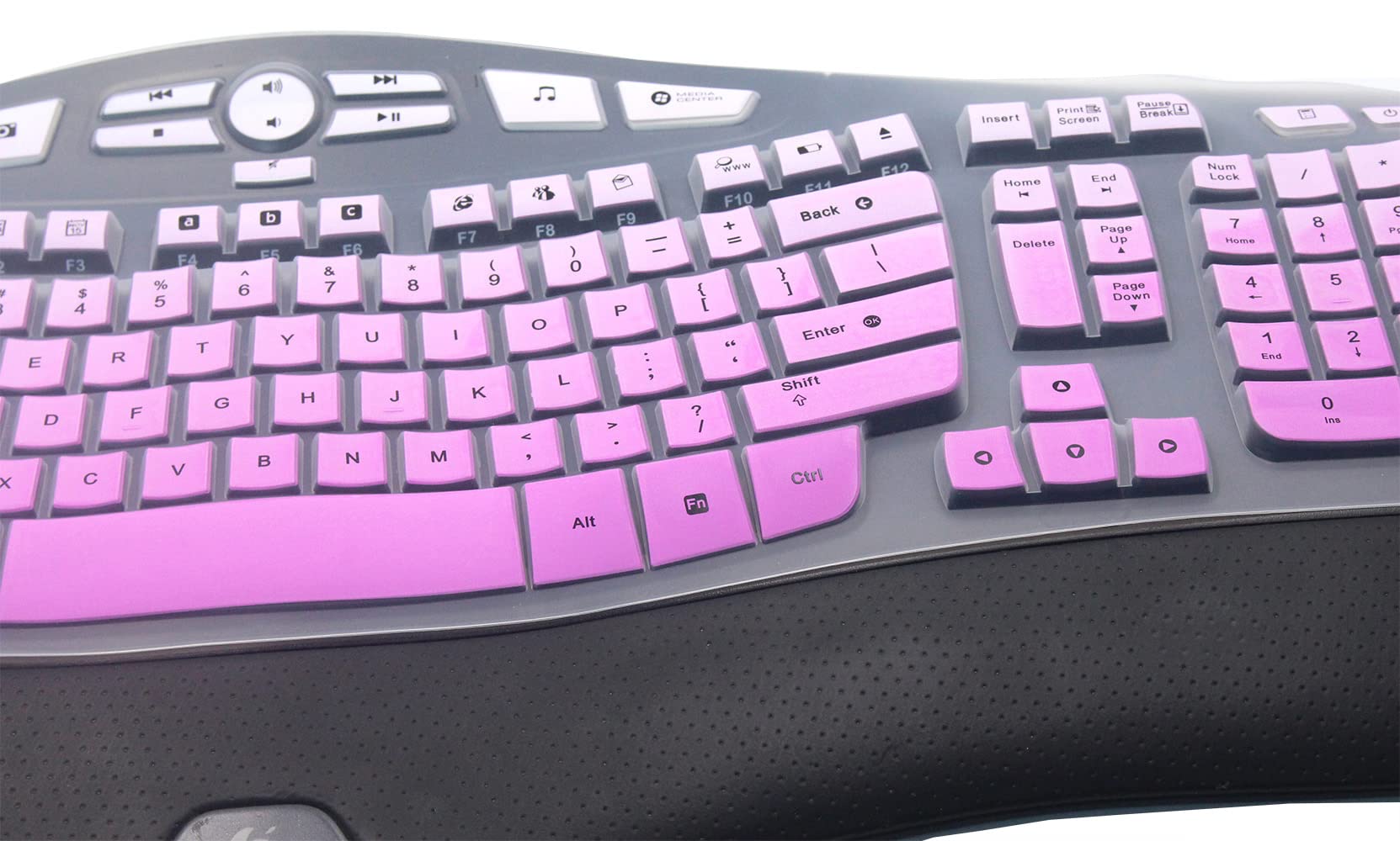 Dust Proof Silicone Keyboard Protector Skin Cover Compatible With Logitech K350 Mk550 Mk570 Wireless Wave Keyboard (Purple Ombre
