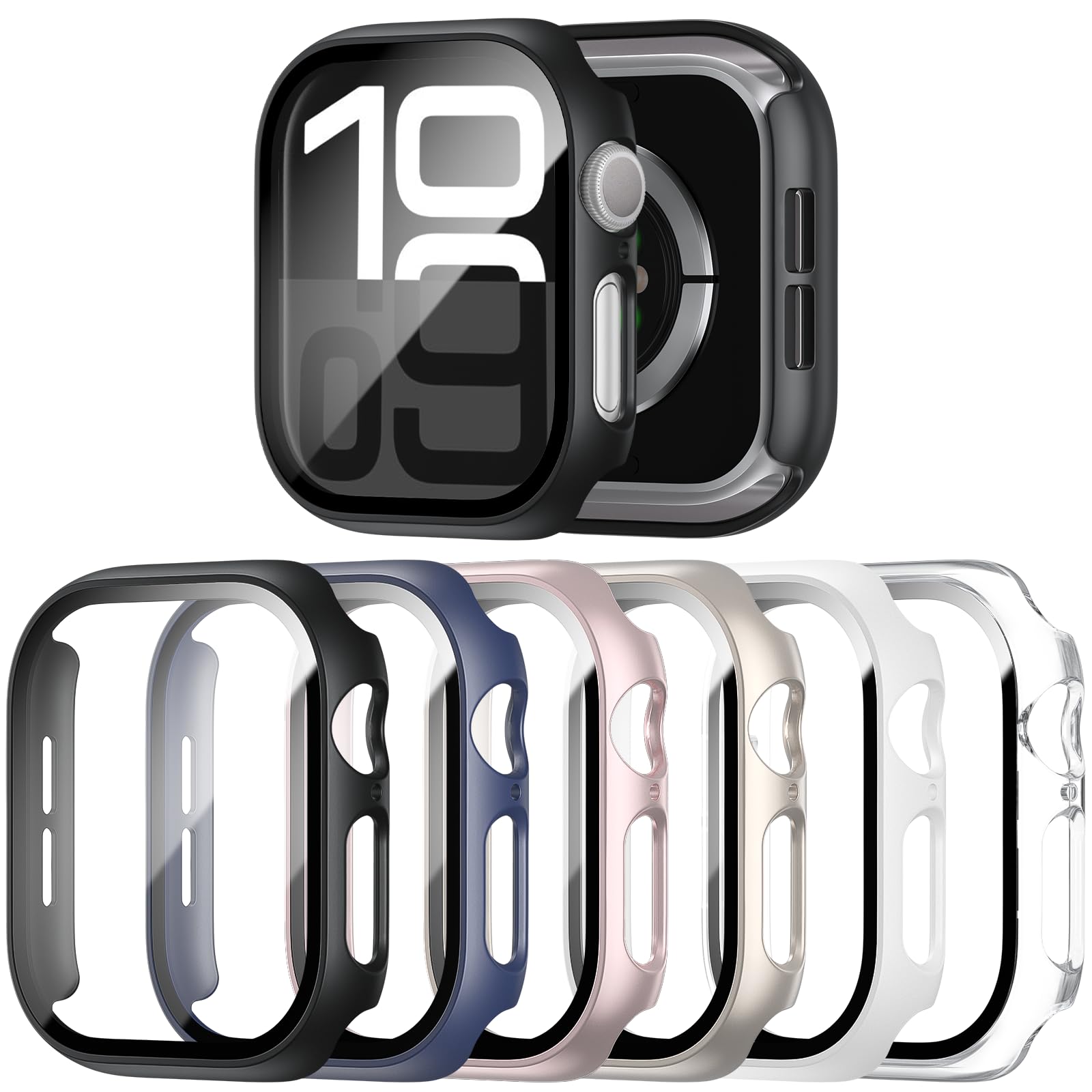 Landhoo 6 Pack Case With With Tempered Glass Screen Protector For Apple Watch Series 10 42Mm(2024), Hard Pc Ultra Thin Scratch R