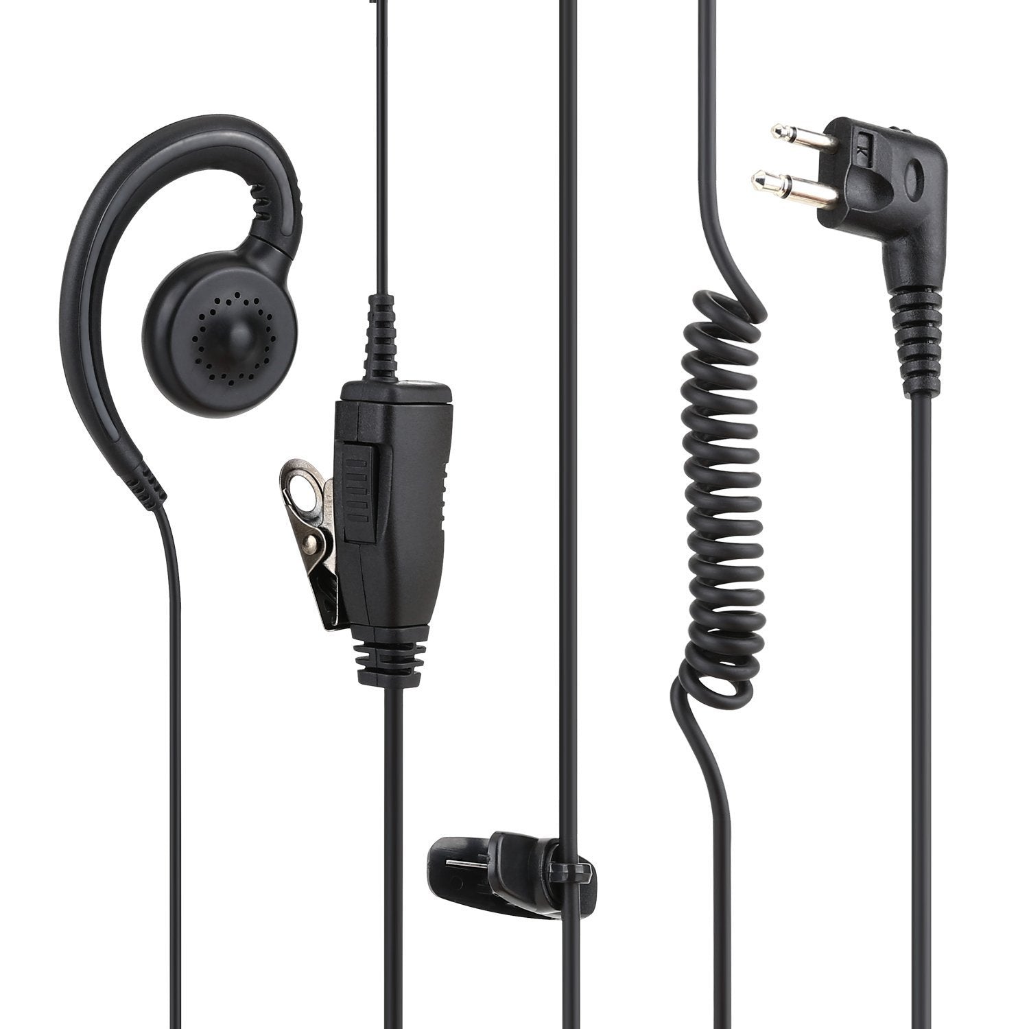 Hwayo Walkie Talkie Swivel Earpiece With Microphone And Ptt For Mot Two Way Radio   Mot Swivel Earpiece Compatible With Walkie Talkies Cls1410, Cls1100, Hkln4604A (2 Pack)