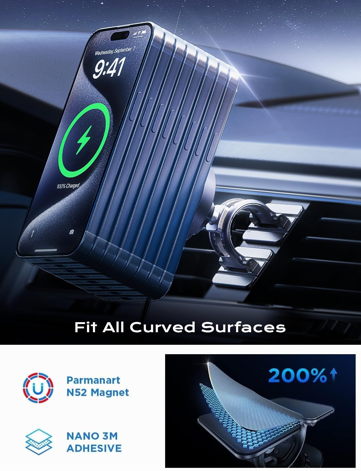 Lisen For 15W Magsafe Car Mount Charger,Magnetic Wireless Car Charger For Iphone 16 Pro Max Accessories,Magnetic Phone Holder Fo