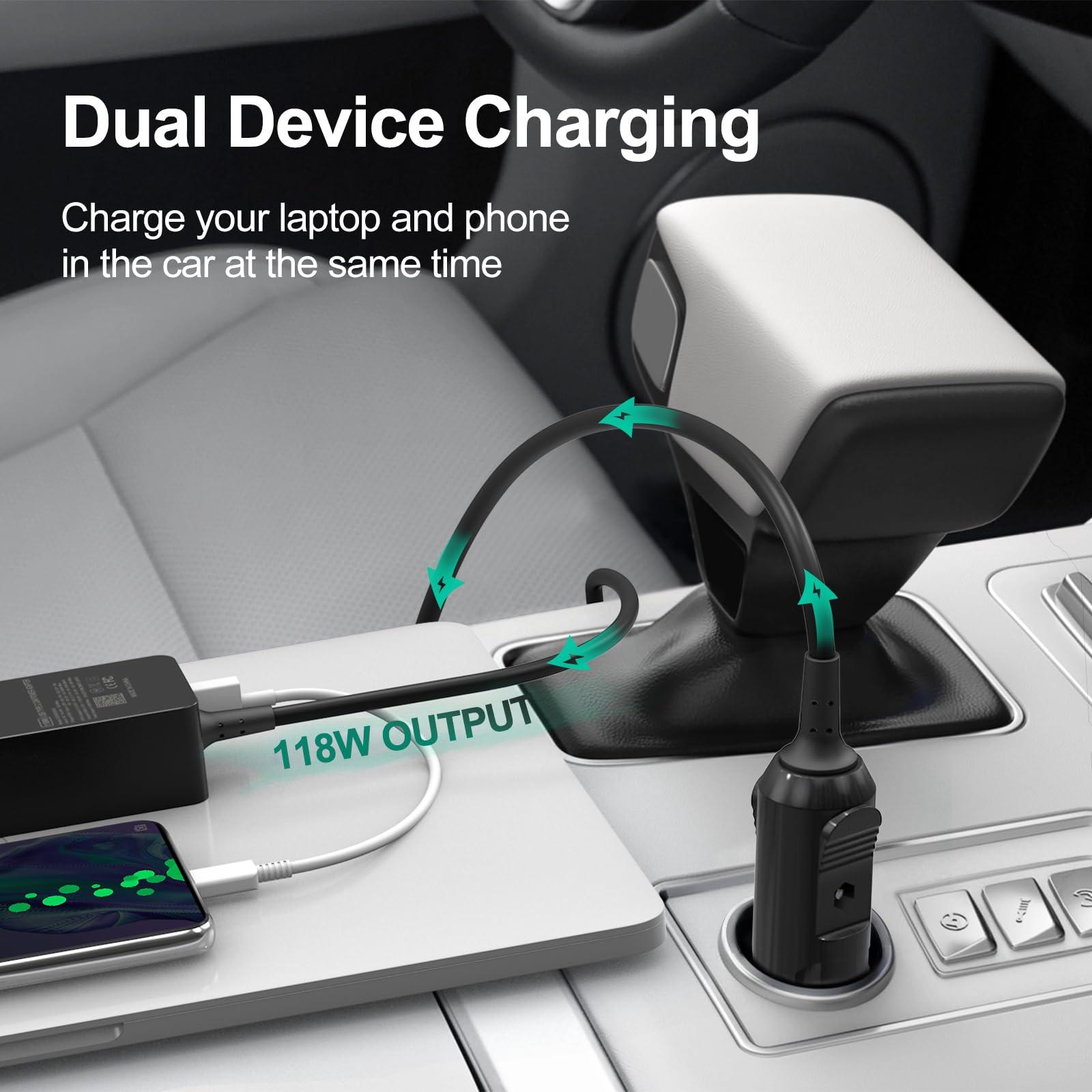 100W Car Charger, Laptop Car Charger Compatible With Dell Latitude/Dell Precision/Dell Xps, Macbook Pro/Air, Hp Spectre/Eliteboo