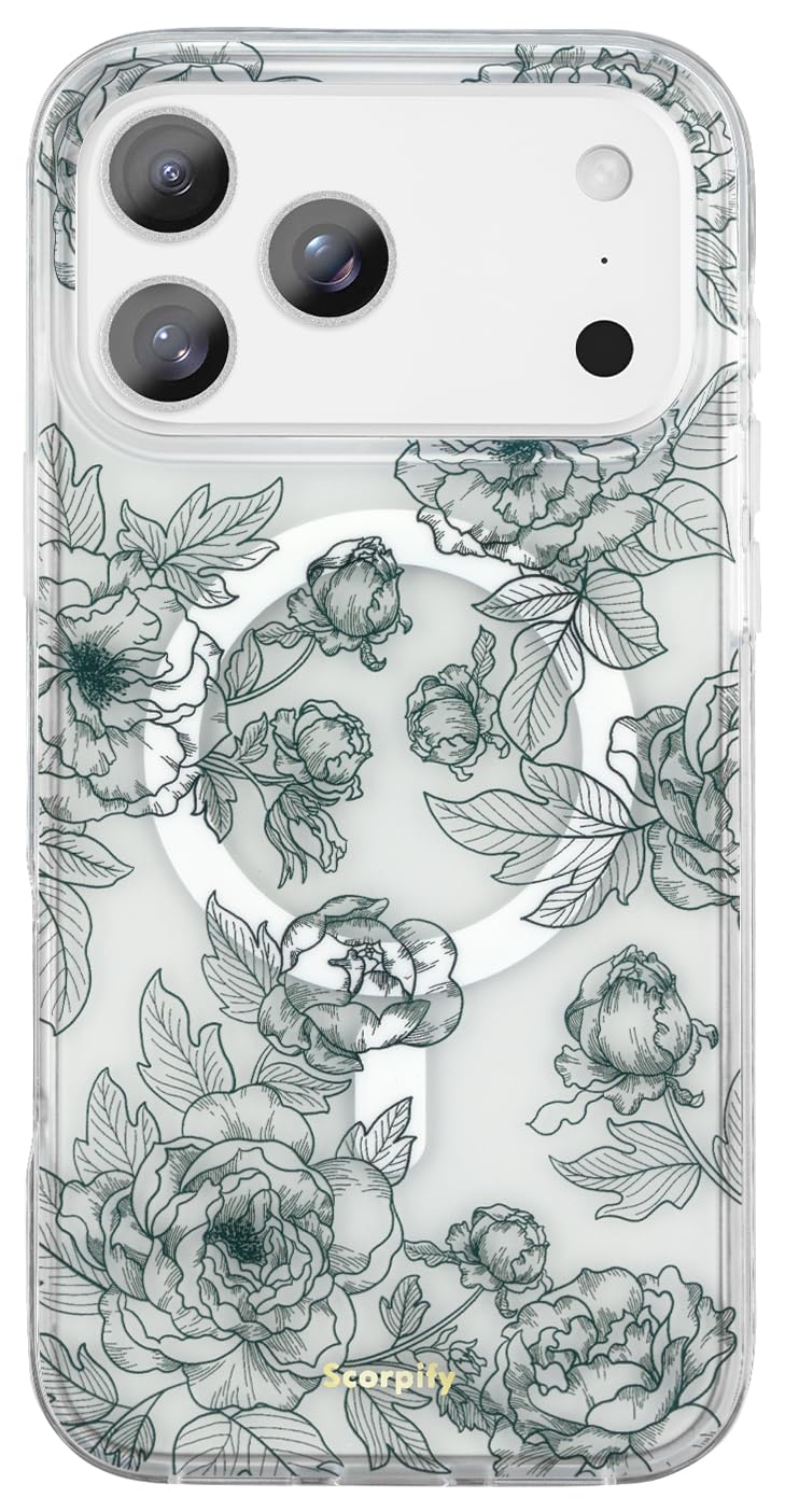 SCORPIFY for iPhone 17 Pro Max Case [Compatible with MagSafe] with Matte Queen of Flower Floral Design, Cute Clear Magnetic Phon