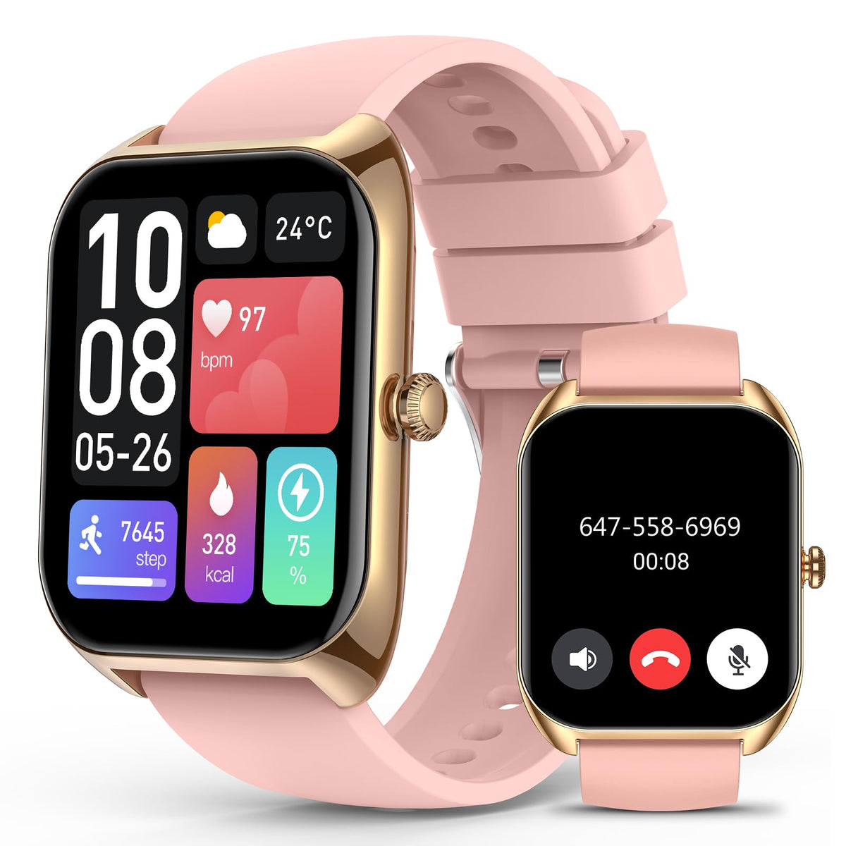 Smart Watch (Answer/Make Call) For Women, 2.02 '' Smartwatch With Blood Oxygen/Heart Rate/Blood Pressure/Sleep Monitor, Ipx8 Wat