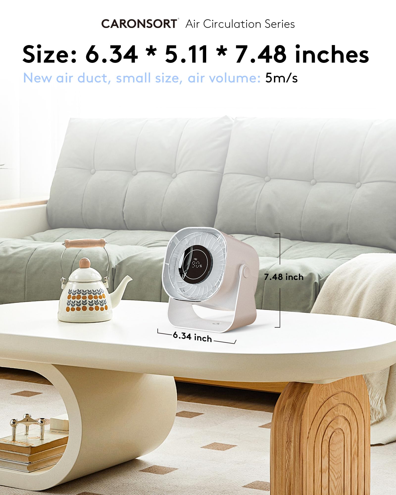 Caronsort Desk Fan, Small Fans For Bedroom, Mini Fan 6 Inches,Table Air Circulator Fans For Desk, Rechargeable Battery Operated