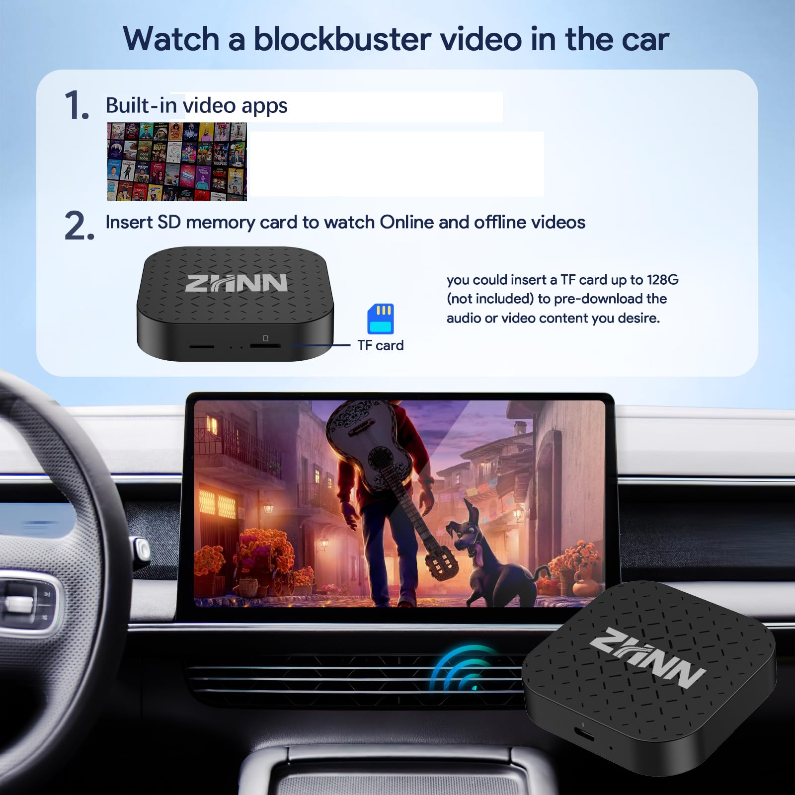 Zhnn Carplay Ai Box, Smart Ai Box Stream Videos To Your Car Multimedia Video Box, Caplay Video Streaming Android Auto Ai Box Car