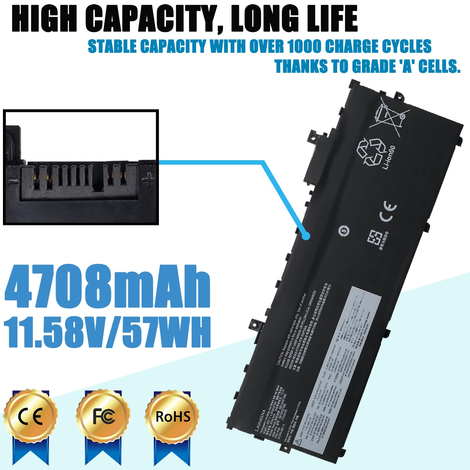 Laqueena Sb10K97586 Laptop Battery Compatible With Lenovo Thinkpad X1 Carbon 5Th Gen (2017)/ X1 Carbon 6Th Gen (2018) Series Sb1