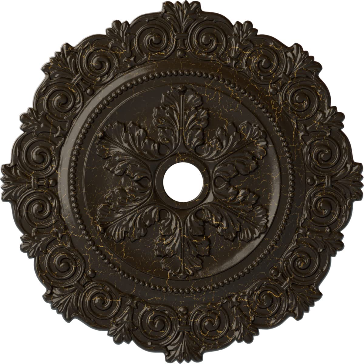 Ekena Millwork CM33SCSHC Scroll Medallion, Stone Hearth Crackle, 33-1/4 x 3-5/8 x 1