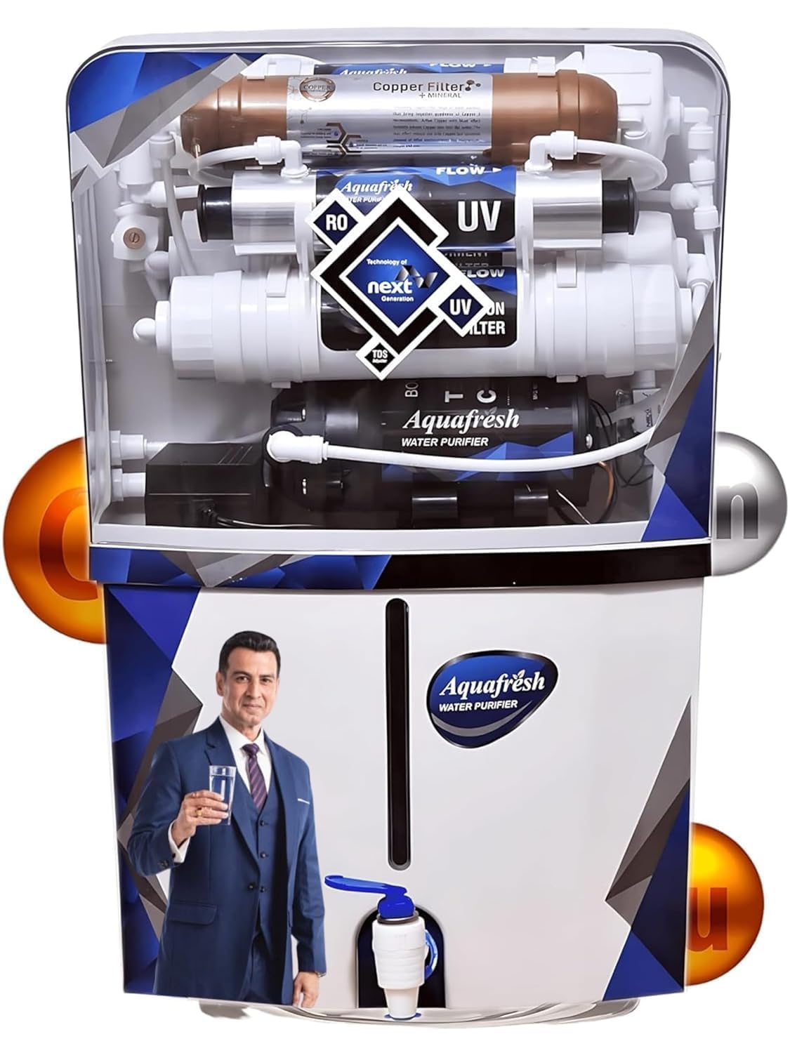 Aqua X Pure Next Ro+Uv+Uf Water Purifier | Copper & Zinc Booster |10Stage Advanced Purification | 12L Storage | Up To 60% Water