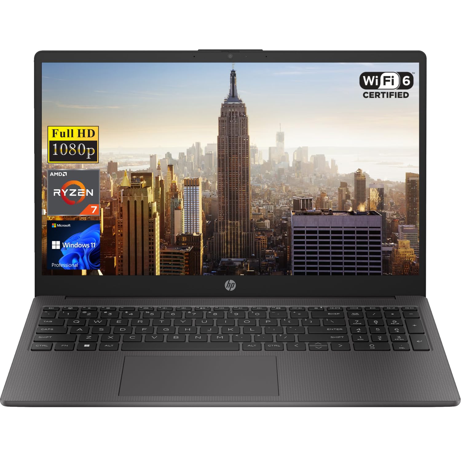 Hp 255 G10 15.6'' Fhd Business Laptop, Amd Ryzen 7 7730U, 64Gb Ram, 1Tb Pcie Ssd, Numeric Keypad, Webcam, Wi Fi 6, Hdmi, Windows