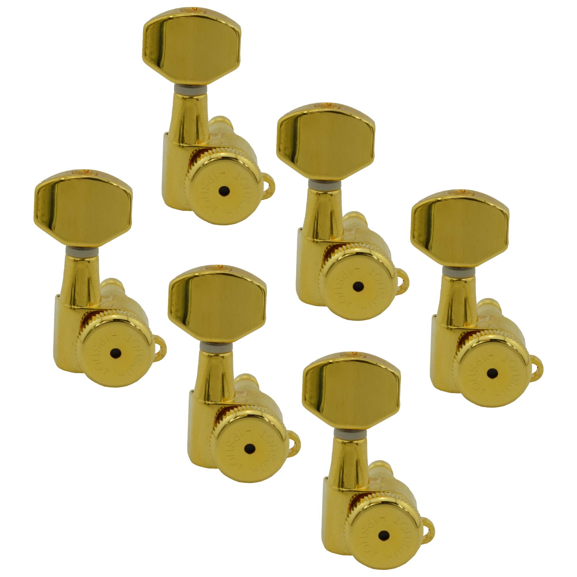 Hipshot Grip Lock Vintage 6 Inline Bass Side Staggered Closed 8.5Mm Tuners With Universal Mounting Plate, Gold