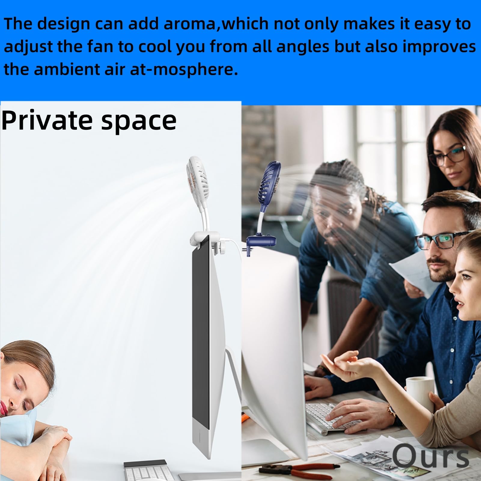 Monitor Fan Double Head With Clamp & Light Bar, Desk Lamp With Fan For Home Office Portable Laptops Fan Pc Fan Tablet Fan Lamp W