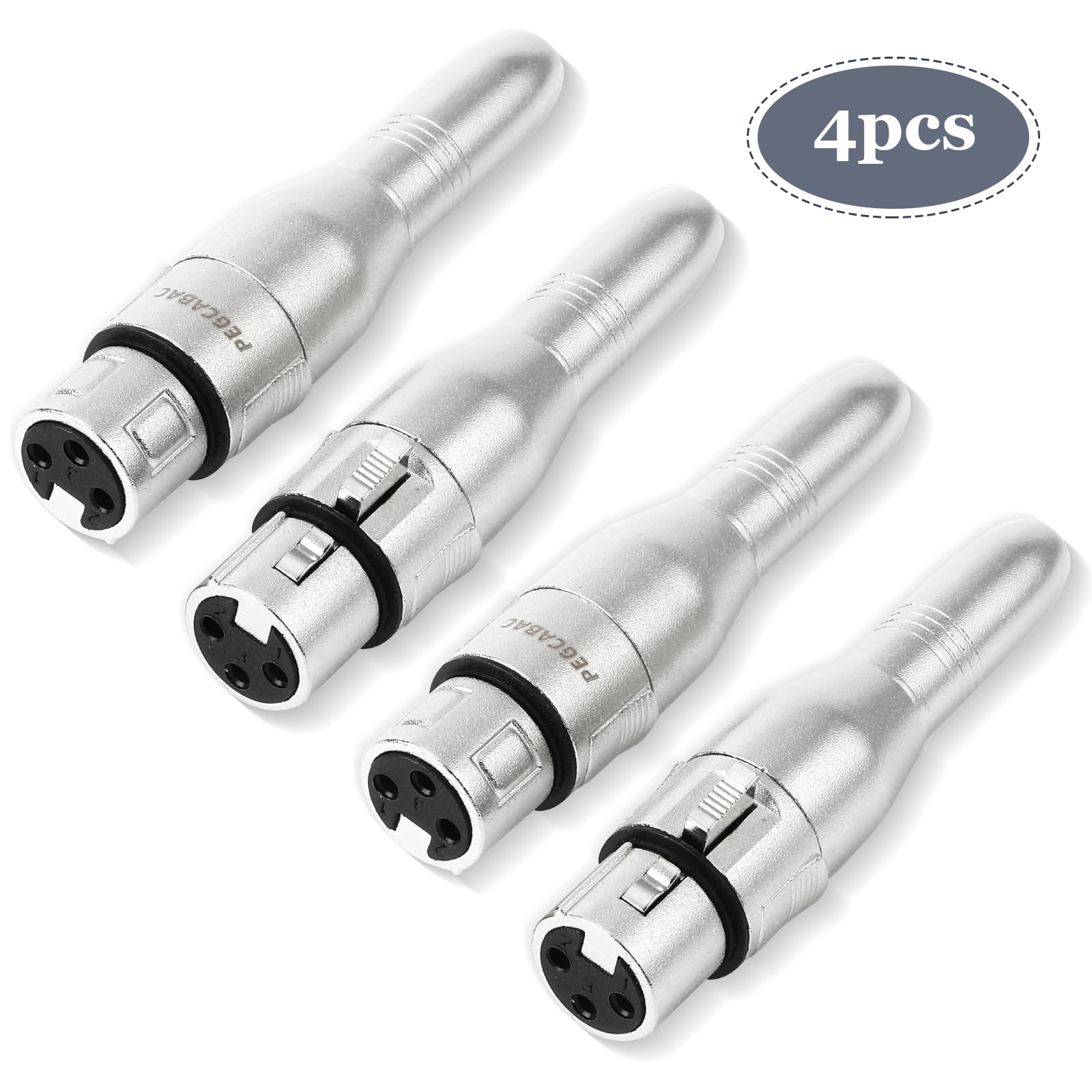 Pegcabac Xlr 3 Pin Female To 1/4'' 6.35Mm Female Jack Socket Audio Adapter, Professional Grade Conversion Adapters, Audio Cable
