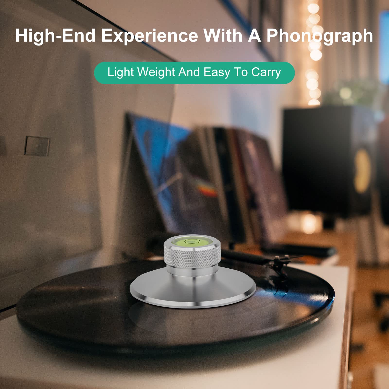 Audiophile Record Weight Stabilizer Bubble Level Aluminum Turntable Weight Vibration Reducer With Protective Soft Base Pad For L