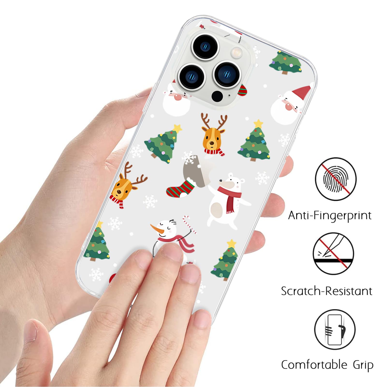 Pepmune Compatible With Iphone 13 Pro Case Cute Christmas Design Camera Protection Shockproof Soft Tpu Clear Xmas Back Bumper Co