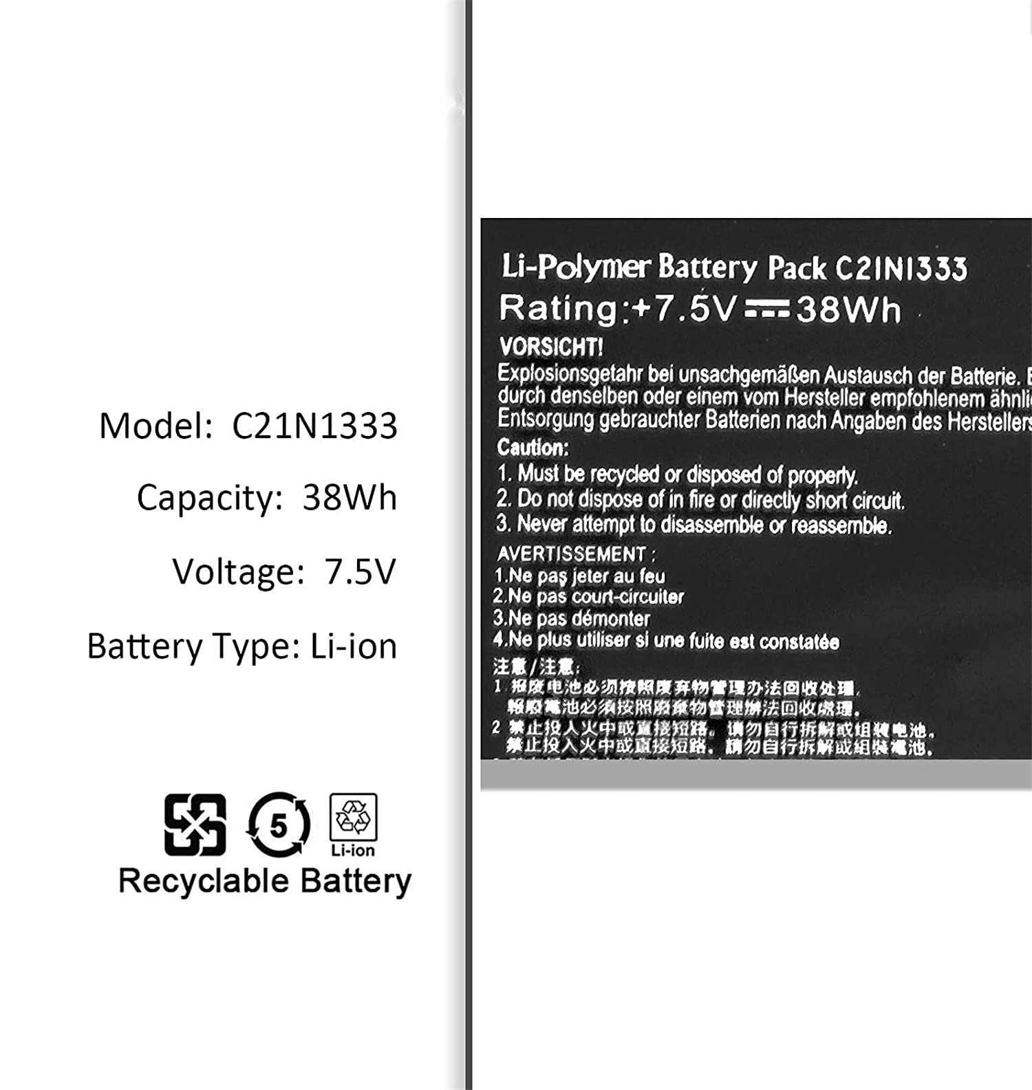 C21N1333 C21Ni333 Laptop Battery Replacement For Asus Transformer Book Flip Tp550 R554L Tp550L Tp550La Tp550Ld Tp550Lj 0B200 008