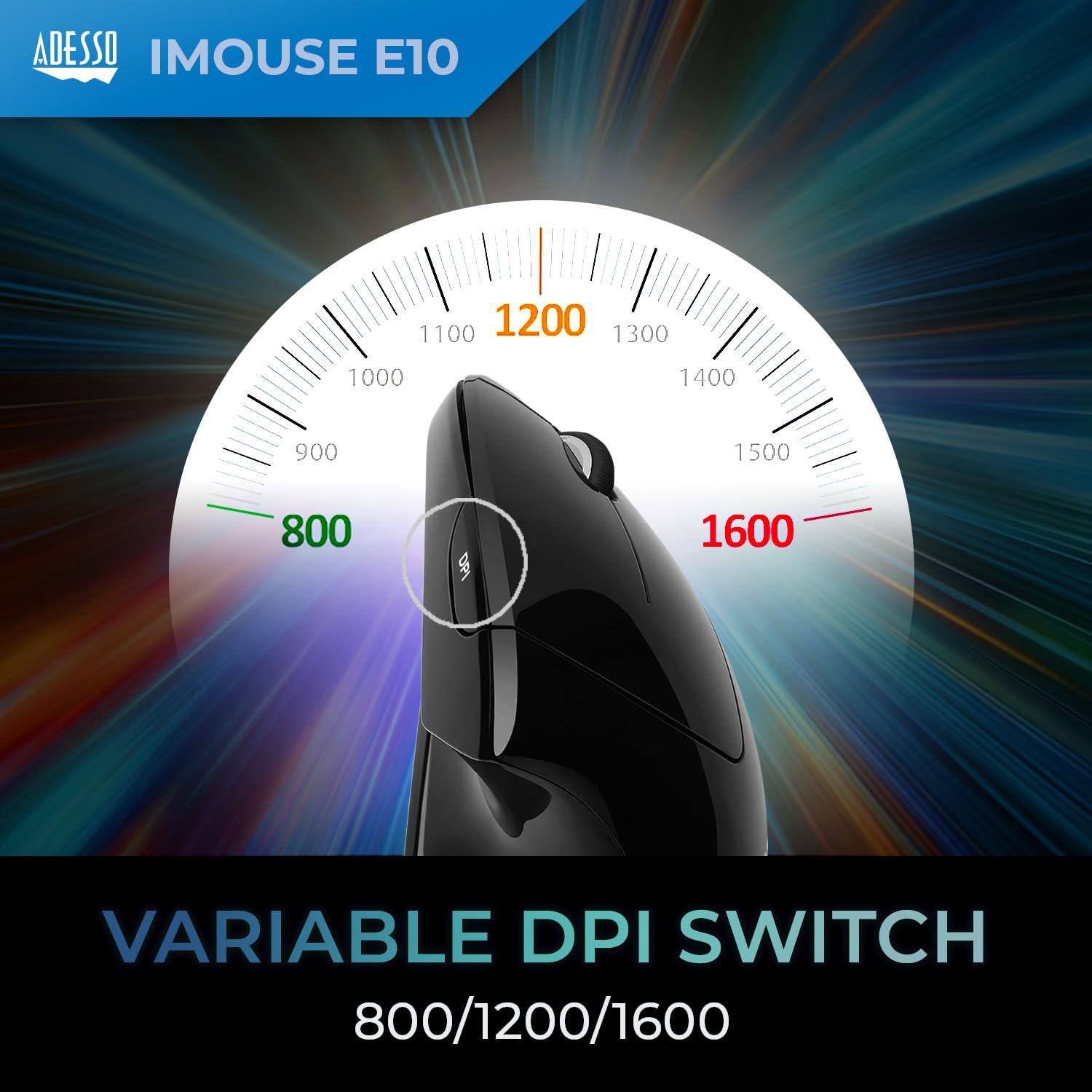 Adesso Imouse E10   Vertical Ergonomic Optical 6 Button 2.4 Ghz Rf Wireless Mouse   Right Hand Orientation