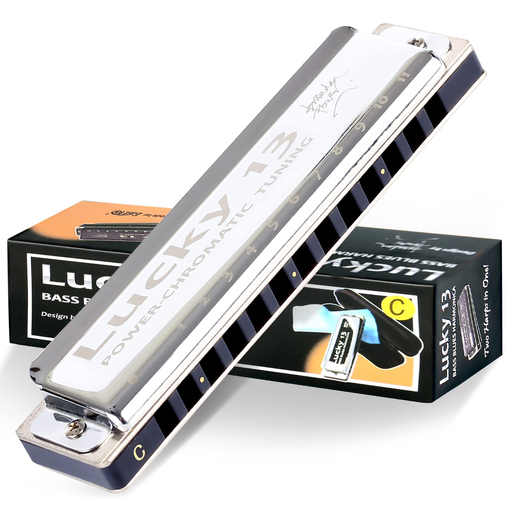 East Top Lucky 13 Bass Plus Blues Harmonica 13 Holes Diatonic Harp Mouth Organ Professional Musical Instruments Powerchromatic C