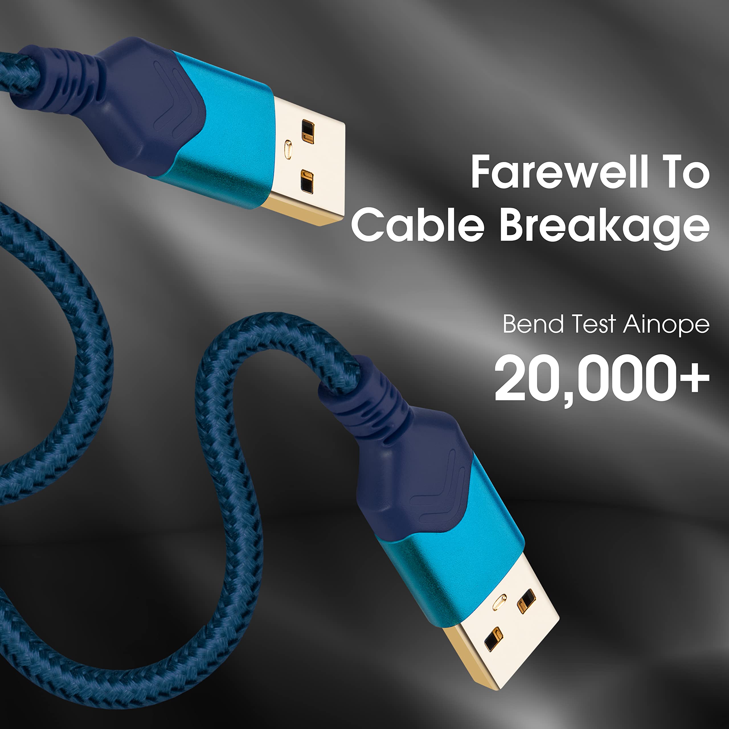 ROFICORD USB 3.0 Male to Male High Speed Data Cable RF22412 Gold Plated Black 5 FT