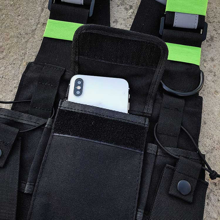 Irisfly Radio Chest Harness Holder Vest Rig, Walkie Talkies Radio Chest Harness With Front Pouches And Zipper Bag