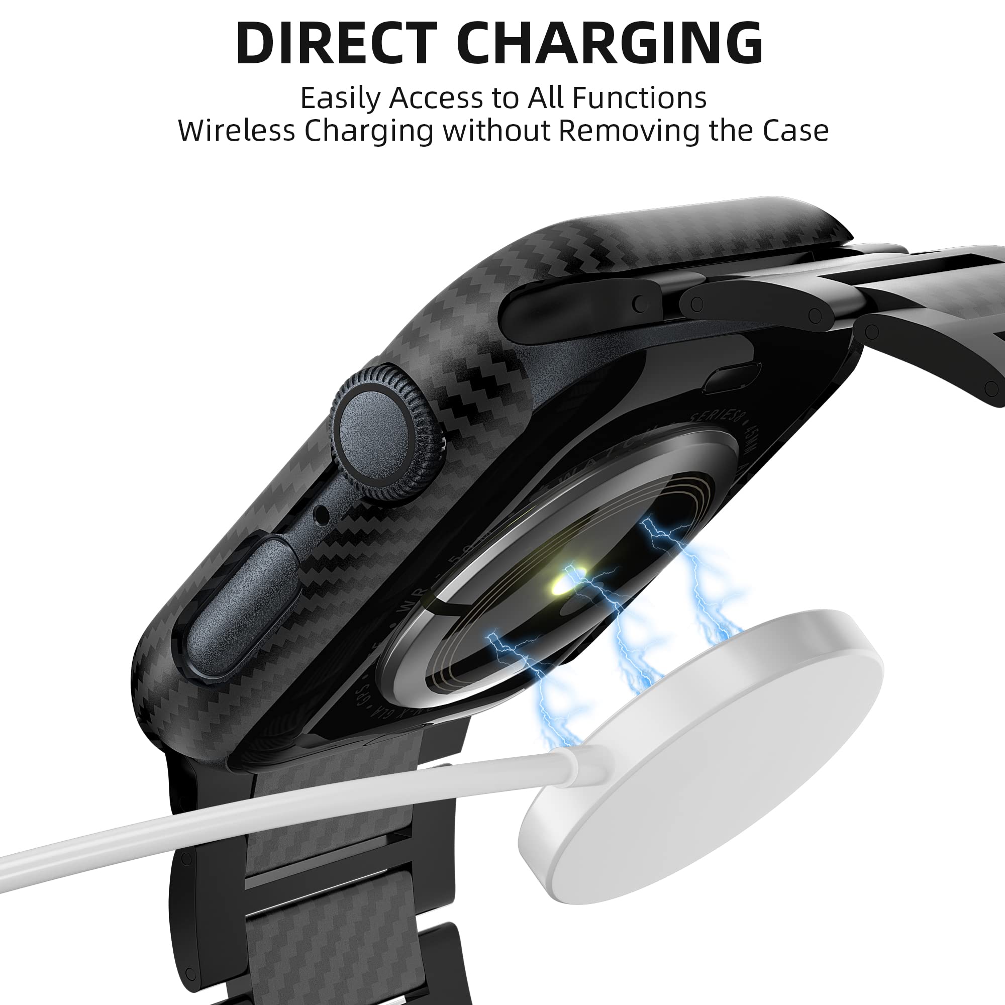 Iiteeology Compatible With Apple Watch 45Mm Carbon Fiber Case, Genuine Aramid Fiber