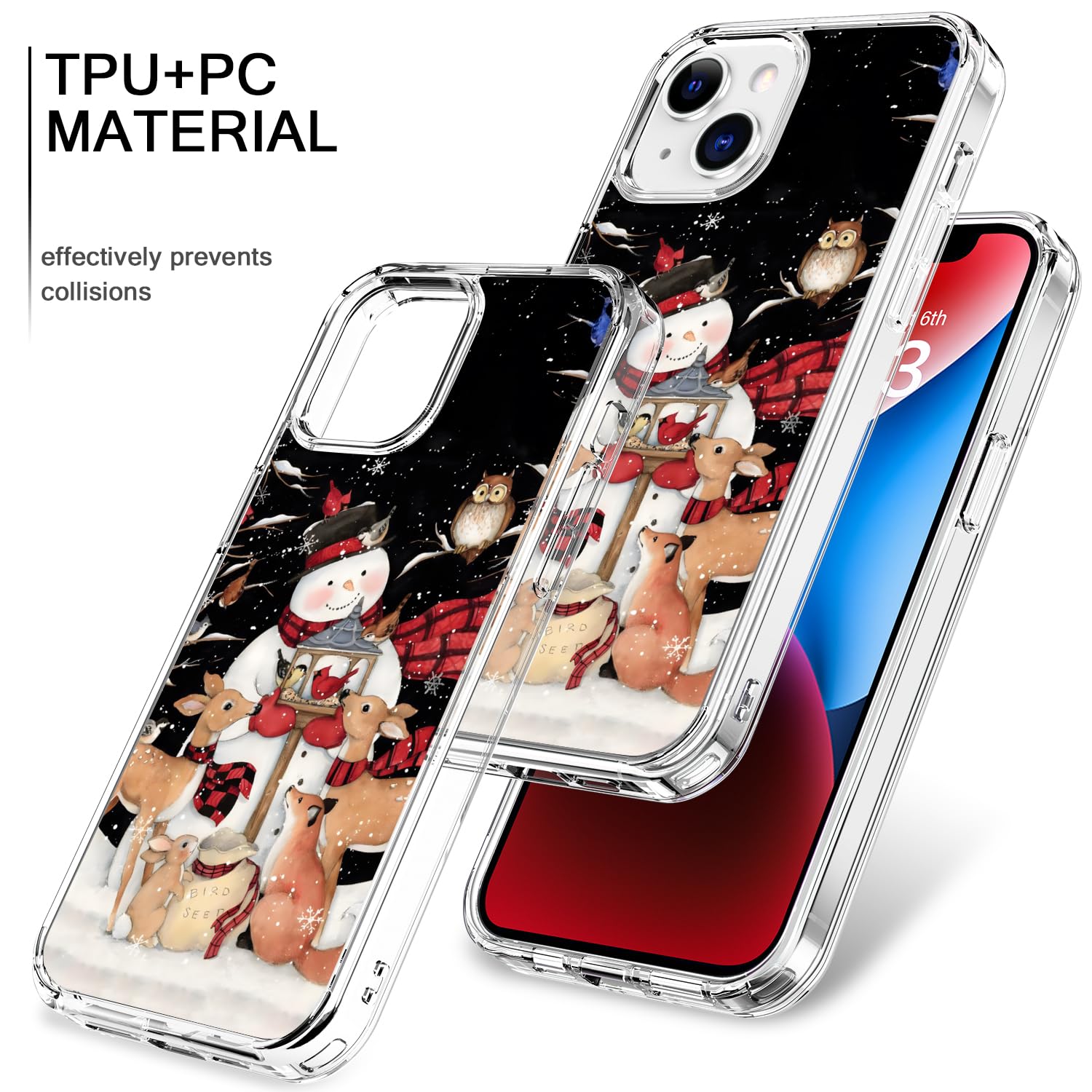 Bicol Christmas Phone Case For Iphone 15 With Screen Protector And Camera Lens Protector   Wireless Charging   Slim Shockproof P