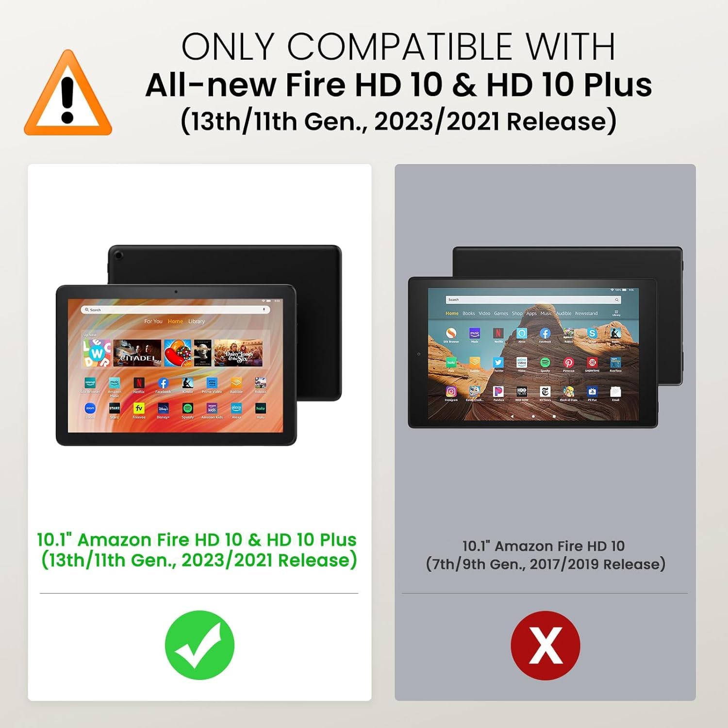 For All-New Kindle Fire Hd 10 & 10 Plus Tablet (13Th/11Th Gen, 2023/2021 Release) 10.1'' + Screen Clean Pad, Slim Pu Leather Mul