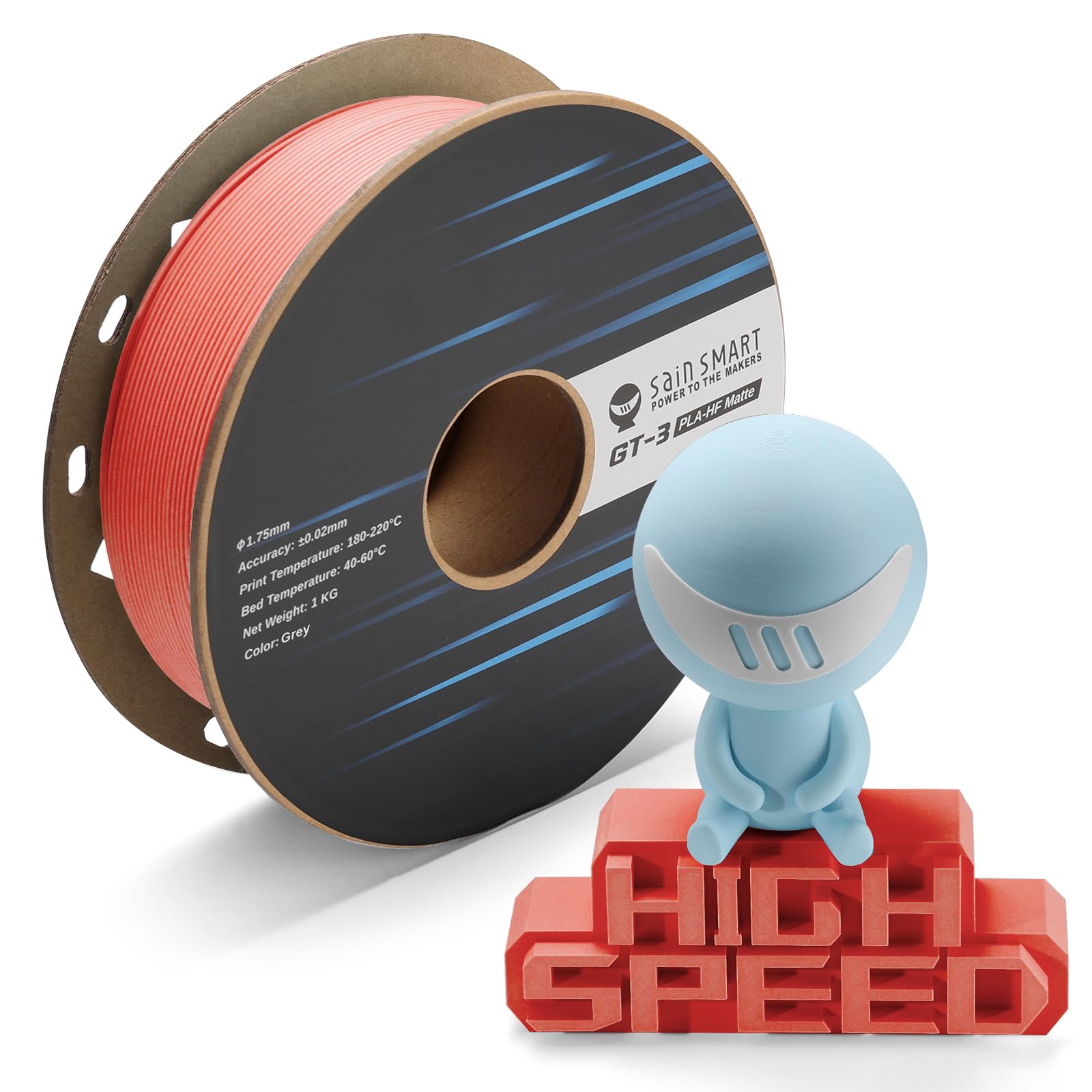 SainSmart GT-3 High Speed Matte PLA Filament 1.75mm, High Flow 3D Printer Filament, Rose Red, 2.2 LBS (1KG) Spool, Dimensional A