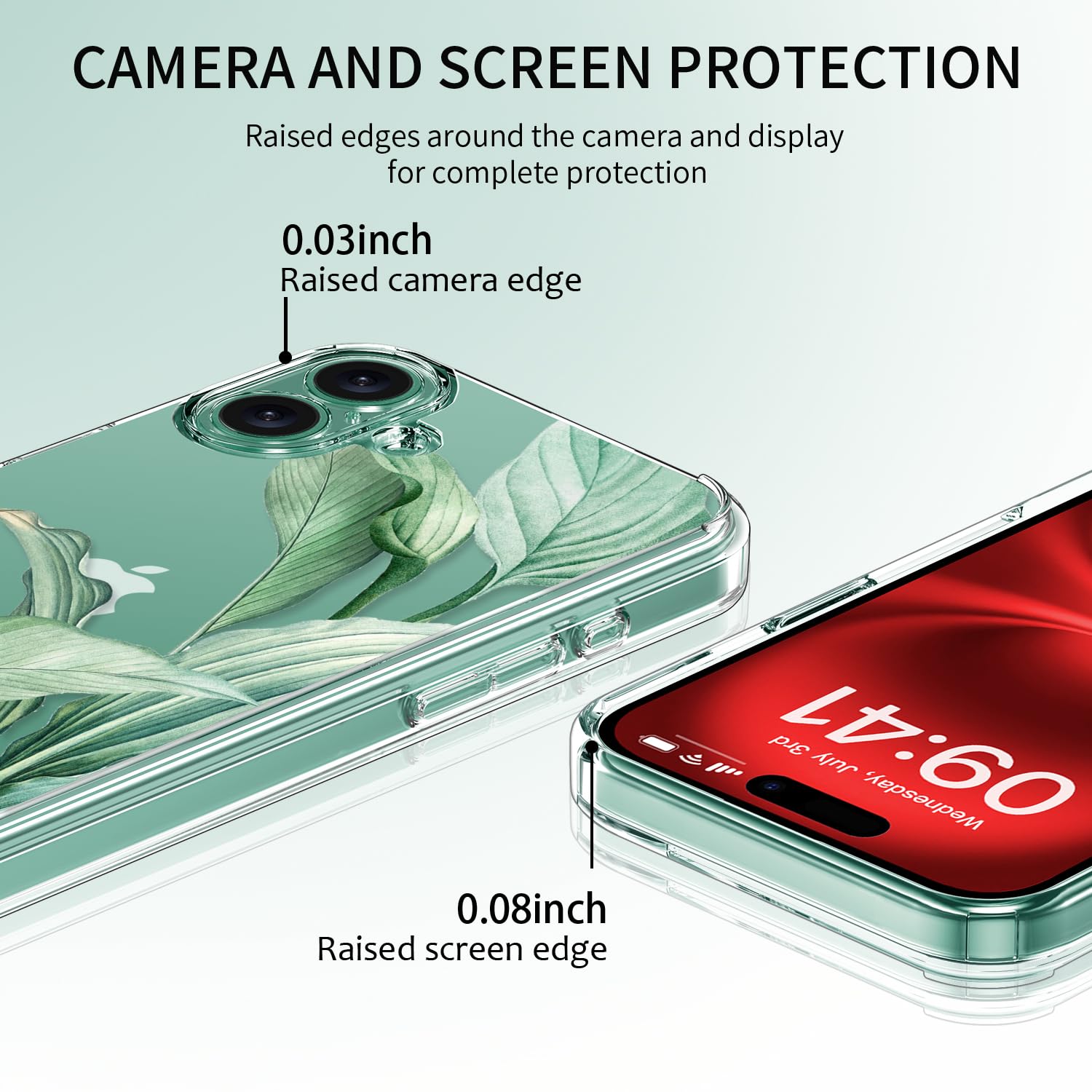 Luhouri For Iphone 16 Plus Case With Screen Protector   Crystal Clear Cover  Fashionable Pattern Design  Wireless Charging  Slim