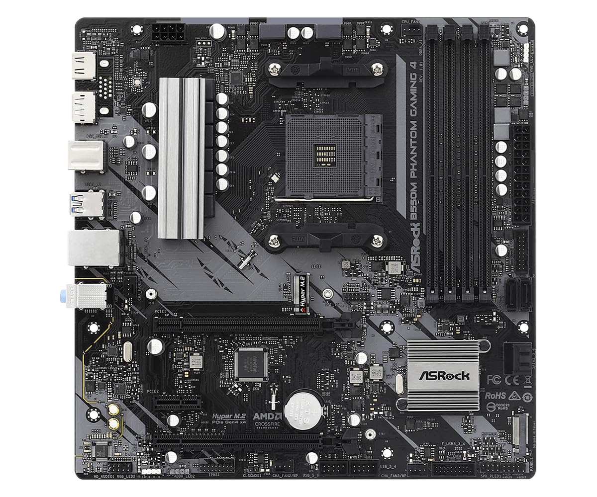 Asrock Am4 Amd B550 Sata 6Gb/S Micro Atx Amd Motherboard Model B550M Phantom Gaming 4