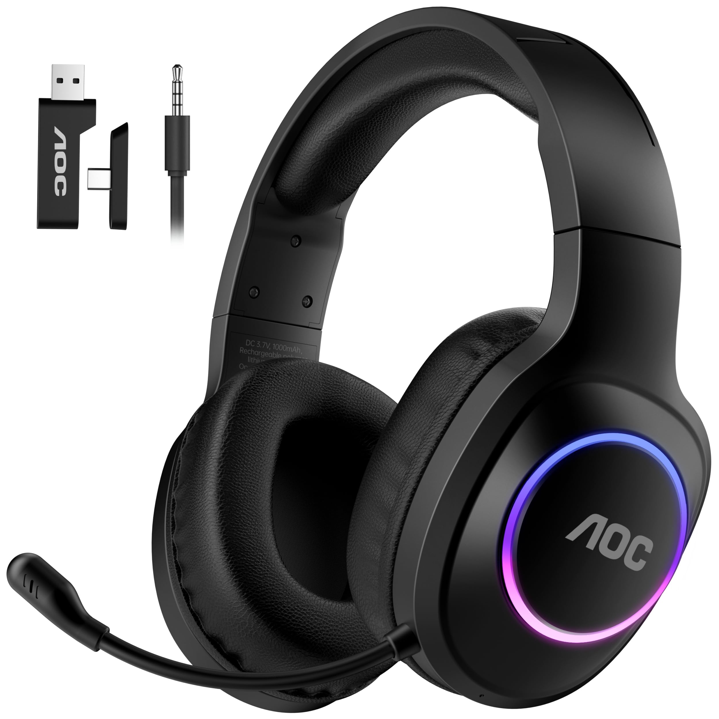 AOC Wireless Gaming Headset Compatible with PS5/4, Nintendo Switch, PC, Bluetooth 5.4 & 2.4GHz Gaming Headphones with Noise Canc