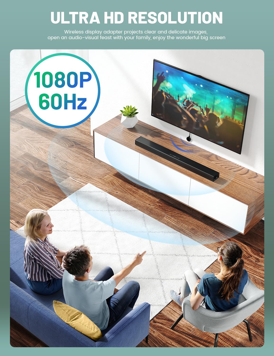 Nohzio Wireless Hdmi Display Dongle Adapter,No Need Any App,No Setup, Streaming Video/Audio From Laptop,Tablet, Pc, Smartphone T