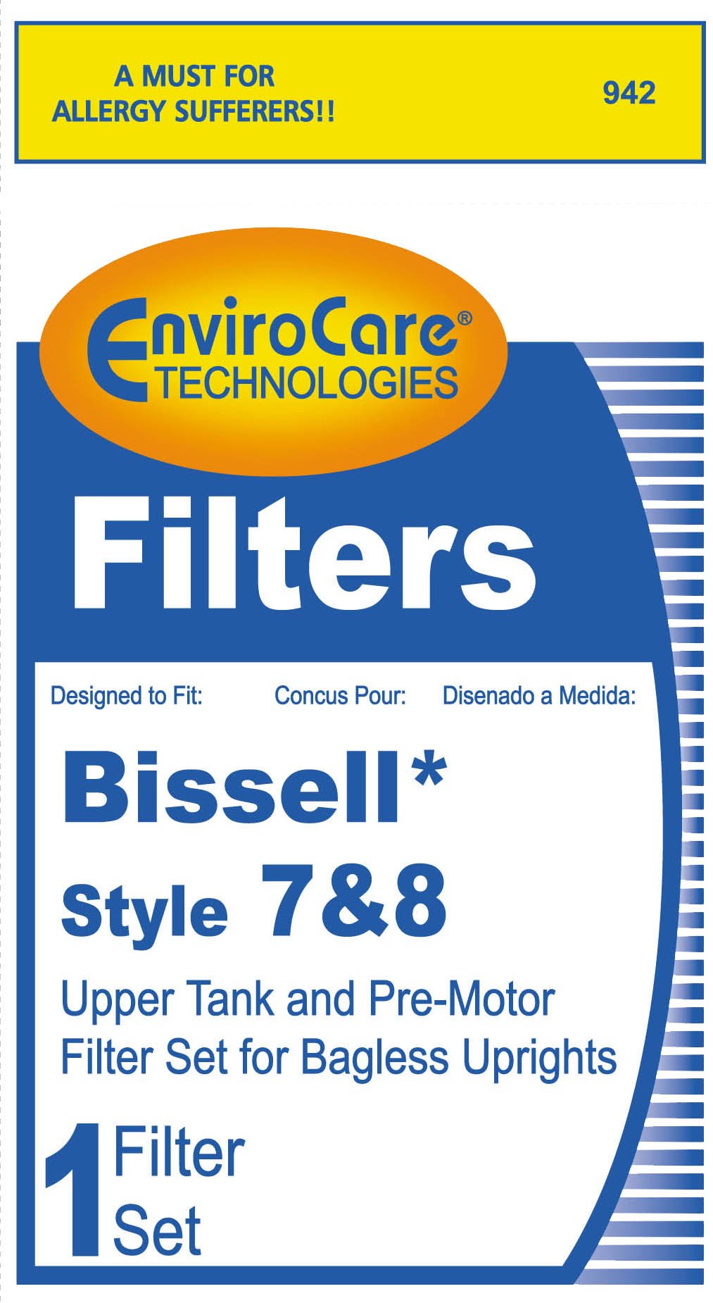 Envirocare Premium Replacement Pre Motor Foam Vacuum Cleaner Filter Made To Fit Bissell Style 7/8/14 1 Upper Tank Filter And 1 P