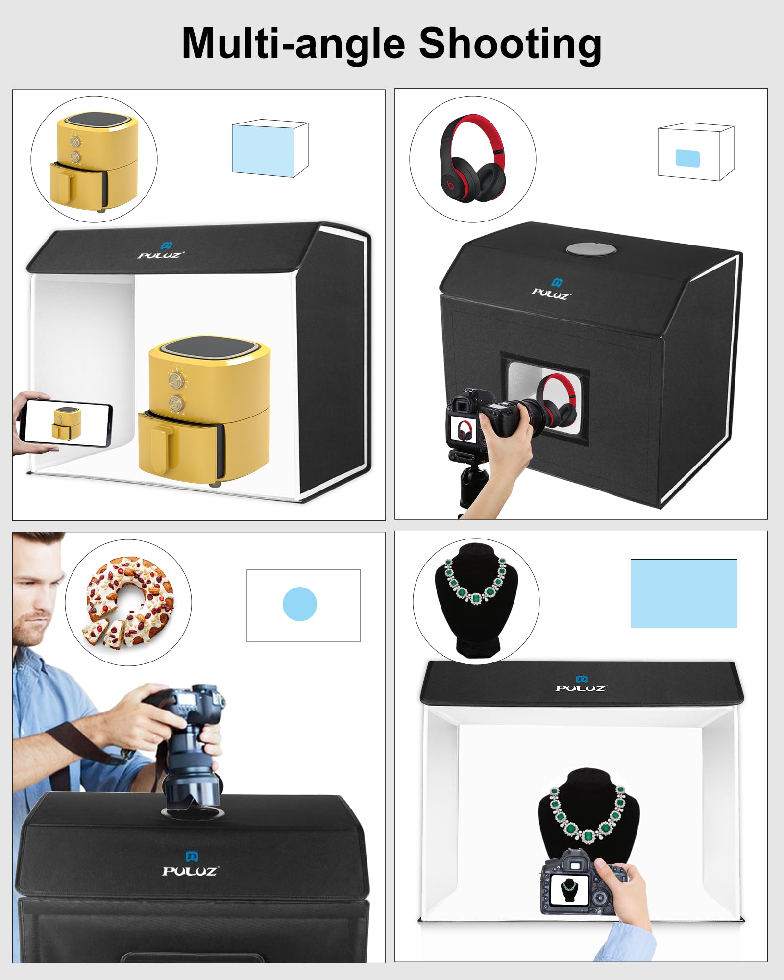 Puluz 24X16 Inch Photo Box, Large Photo Studio Light Box Photography, Professional 3000 6500K Dimmable Shooting Tent Kit With 67